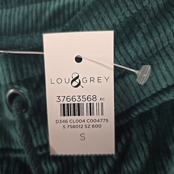 Lou & Grey Ribbed Velour 2-Piece Sweatshirt & Jogger Sz S PLUSH Loungewear Green - Picture 8 of 13